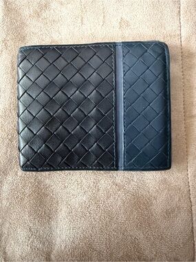 Bottega Veneta Black & Navy Blue Intrecciato Leather Bi-Fold Wallet, Classy!